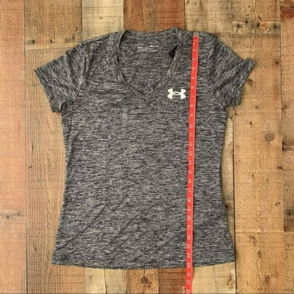Under armour women’s short sleeve v neck gray marl marbled t-shirt with logo - S - Picture 3 of 9
